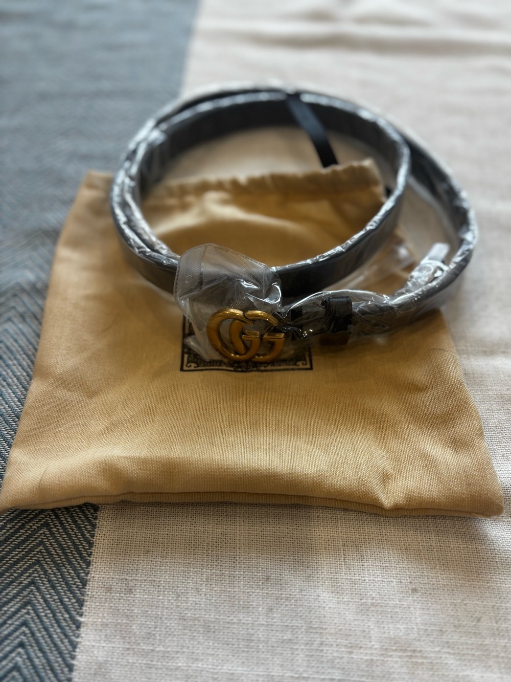 Designer inspired Women's Black Leather Double Belt